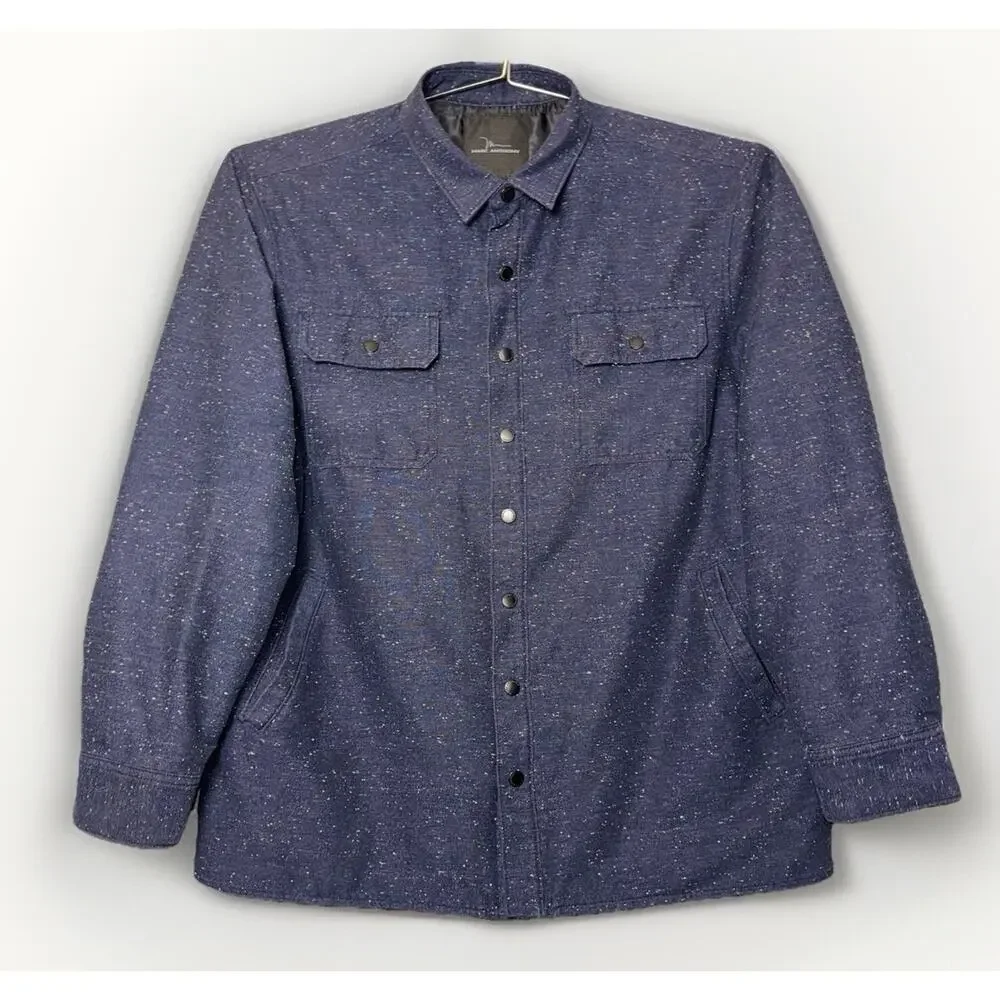 Marc Anthony XL Wool Blend Lined Snap Shirt Jacket Blue Speckle Shacket‎ Pockets